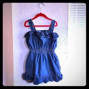 Dollhouse Denim Sundress with Ruffles to Hem​